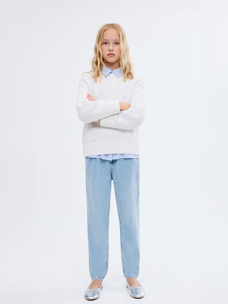 Mango Blue Paperbag Jeans - Image 1 of 4 Mango Blue Paperbag Jeans - Image 1 of 4