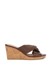 Dune London Brown Kacee Twist Knot Wedge Mule Sandals - Image 1 of 5