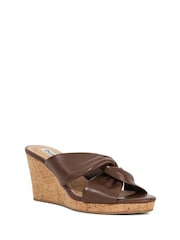 Dune London Brown Kacee Twist Knot Wedge Mule Sandals - Image 2 of 5