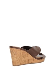 Dune London Brown Kacee Twist Knot Wedge Mule Sandals - Image 3 of 5
