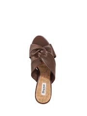 Dune London Brown Kacee Twist Knot Wedge Mule Sandals - Image 4 of 5