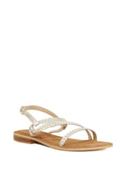 Dune London Gold Liller Plaited Strap Sandals - Image 2 of 5