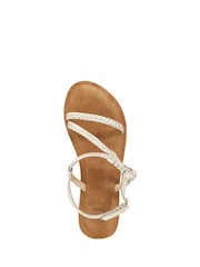 Dune London Gold Liller Plaited Strap Sandals - Image 4 of 5