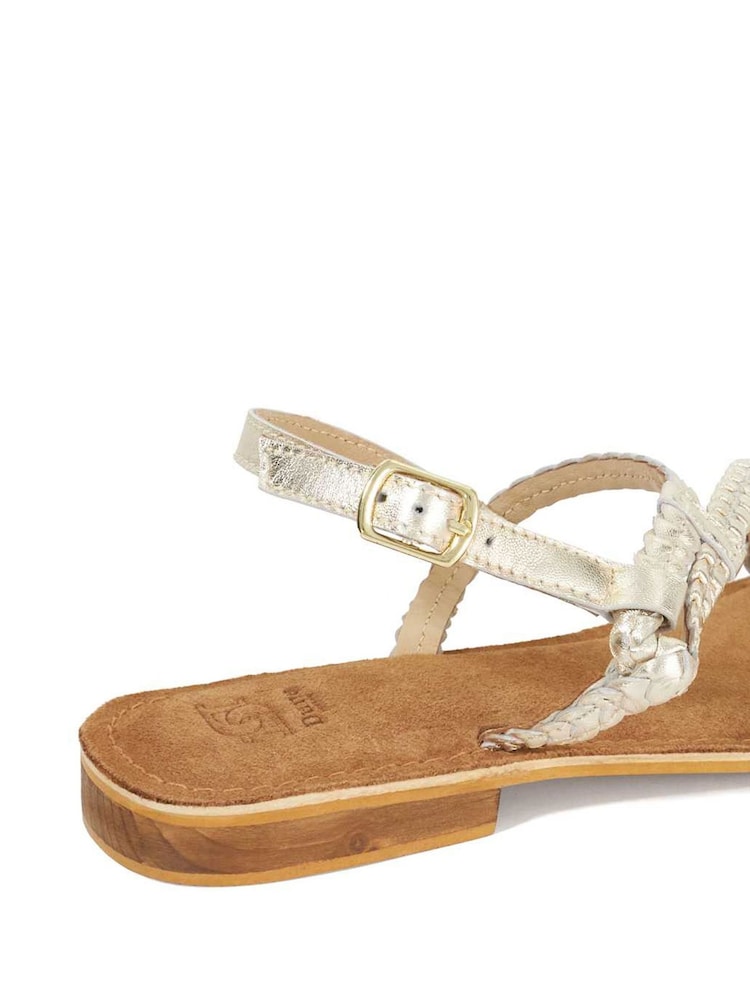 Dune London Gold Liller Plaited Strap Sandals - Image 5 of 5