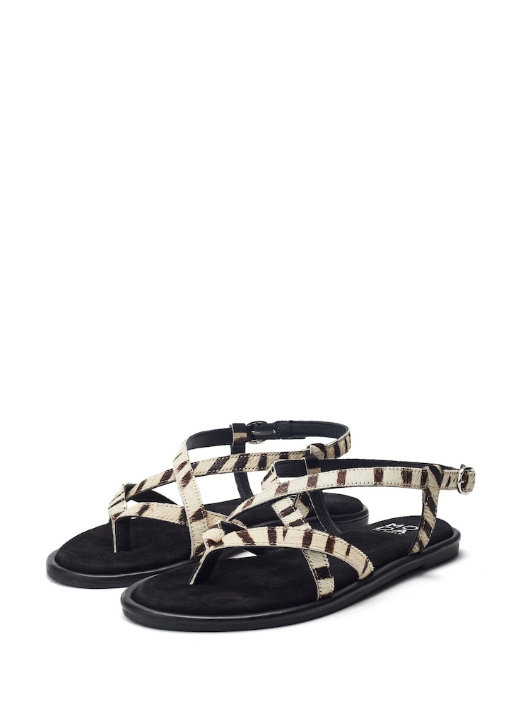 Animal - Moda in Pelle Animal Print Jacaran Flat Criss Cross Sandals - Imagen 2 de 4