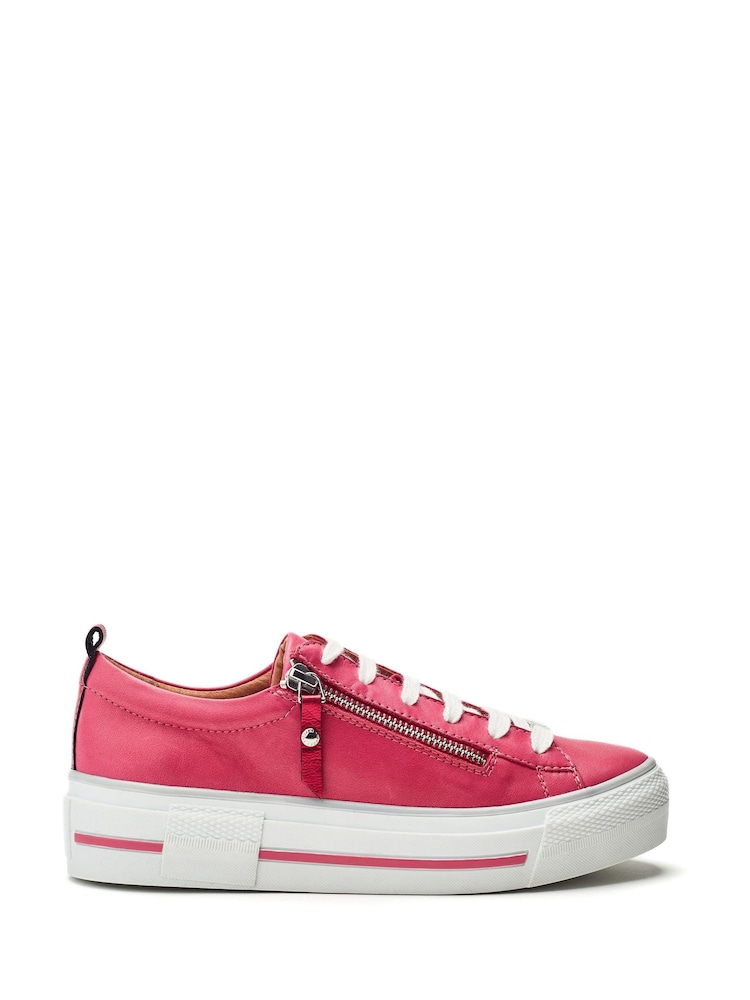 Moda In Pelle FILICIAN CHUNKY LEATHER TRAINER WITH ZIP AND LACE-UP CLOSURE - Image 1 of 4