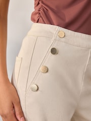 Ecru Gold Button Front Wide Leg Jeans - Image 5 of 5