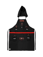Jeray Black/Red Man BBQ Apron with Detachable Hood - Image 1 of 5