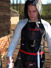 Jeray Black/Red Man BBQ Apron with Detachable Hood - Image 2 of 5