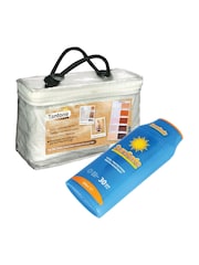 Jeray White/Blue Tantone Beach Towel & Sunsafe Set - Image 1 of 6