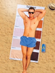 Jeray White/Blue Tantone Beach Towel & Sunsafe Set - Image 4 of 6