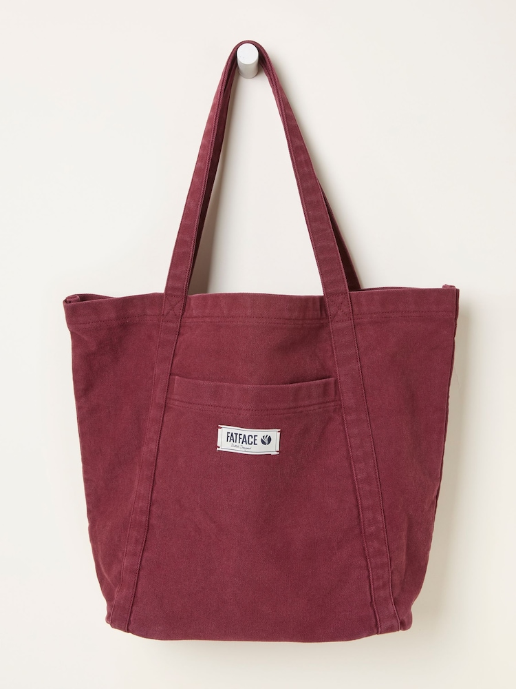 FatFace Burgundy Red Astrid Pocket Tote Bag - Image 1 of 3