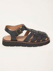 FatFace Cali Black Leather Fisherman Sandal - Image 1 of 3
