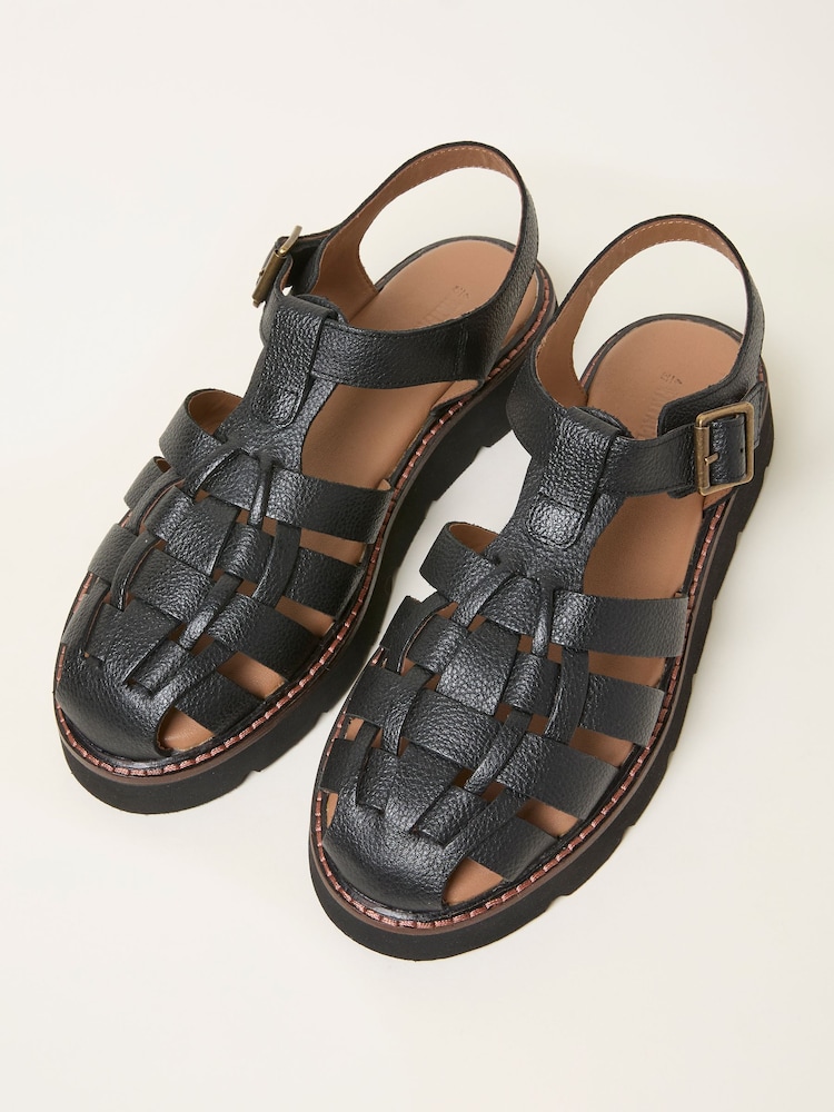 FatFace Cali Black Leather Fisherman Sandal - Image 3 of 3 FatFace Cali Black Leather Fisherman Sandal - Image 3 of 3