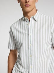 Verde - Selected Homme Short Sleeve Shirt With Linen - Imagem 2 de 4