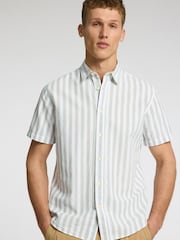 Verde - Selected Homme Short Sleeve Shirt With Linen - Imagem 4 de 4