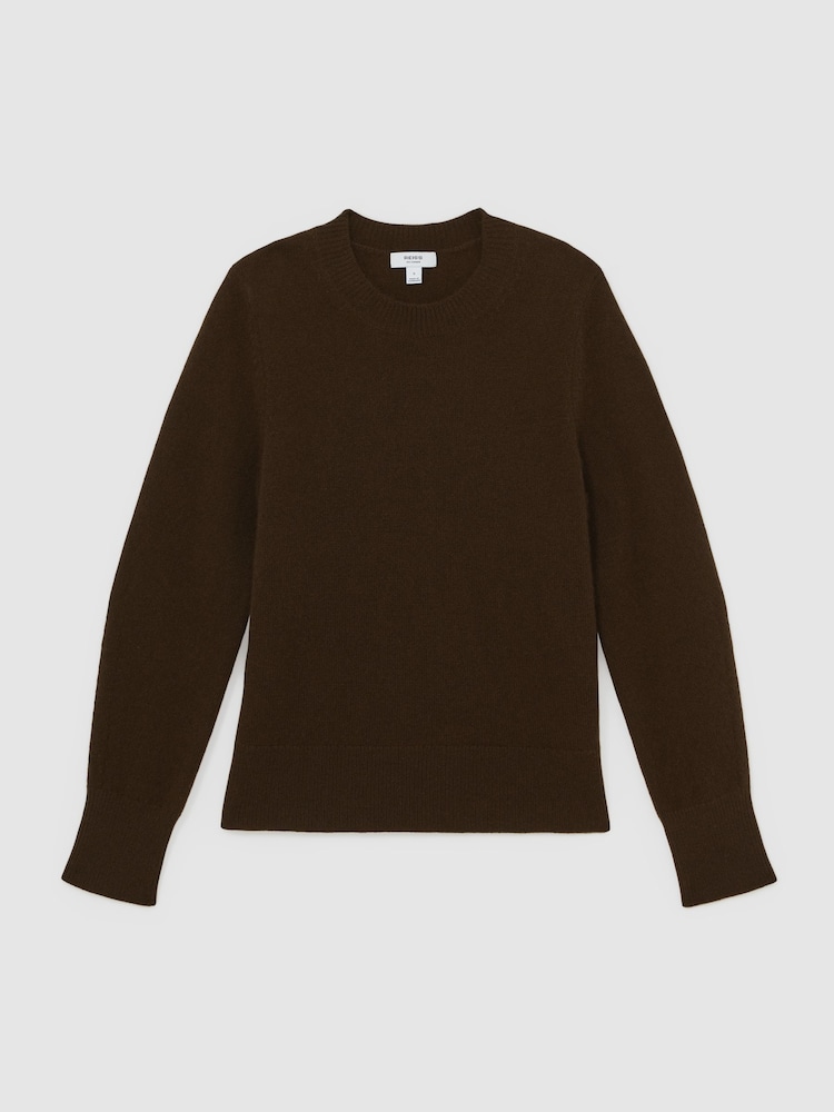 Reiss Chocolate Brown Mimi 100% Cashmere Crew-Neck Jumper - Image 2 of 7