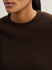Reiss Chocolate Brown Mimi 100% Cashmere Crew-Neck Jumper - Image 4 of 7