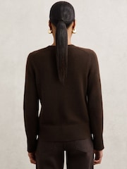 Reiss Chocolate Brown Mimi 100% Cashmere Crew-Neck Jumper - Image 5 of 7