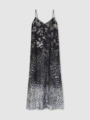 Reiss Navy Lornie Printed Maxi Slip Dress - Image 2 of 6