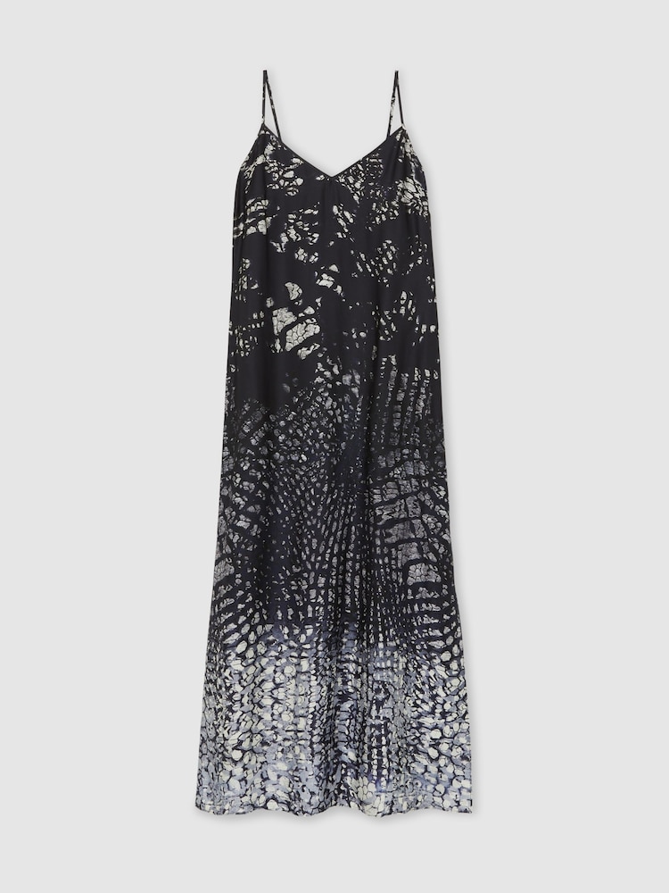 Reiss Navy Lornie Printed Maxi Slip Dress - Image 2 of 6