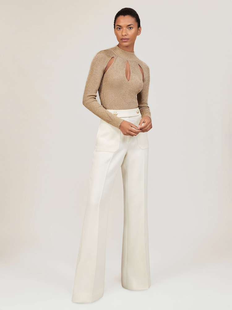 Reiss Gold Amaya Metallic Long Sleeve Top - Image 1 of 4 Reiss Gold Amaya Metallic Long Sleeve Top - Image 1 of 4