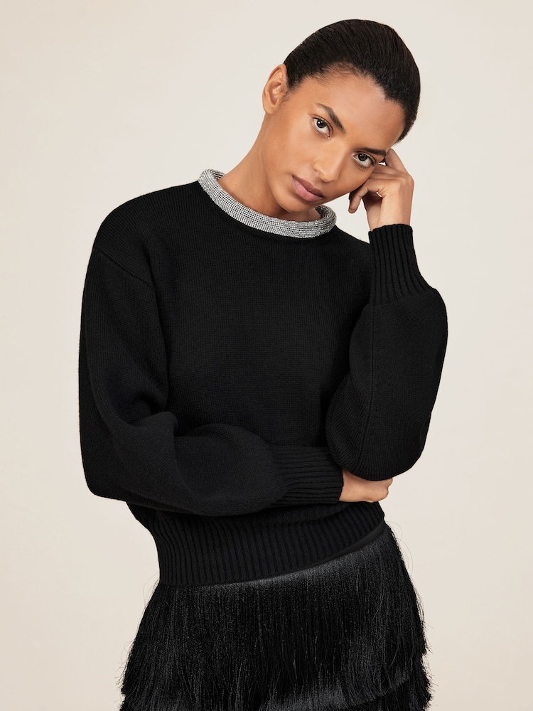 Reiss Black Crissie Jumper - Image 1 of 5 Reiss Black Crissie Jumper - Image 1 of 5