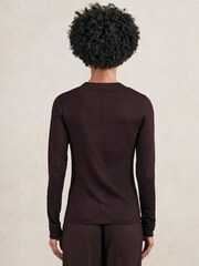 Reiss Plum Brady Jersey V-Neck Top - Image 4 of 5