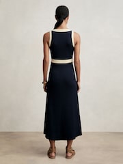Reiss Navy Lou Craft-Stitch Knitted Midi Dress - Image 4 of 5