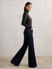 Reiss Navy/Camel Jessie Stretch-Lyocell Panel Ruched Bodysuit - Image 4 of 6