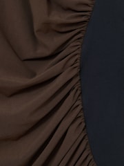 Reiss Navy/Camel Jessie Stretch-Lyocell Panel Ruched Bodysuit - Image 6 of 6