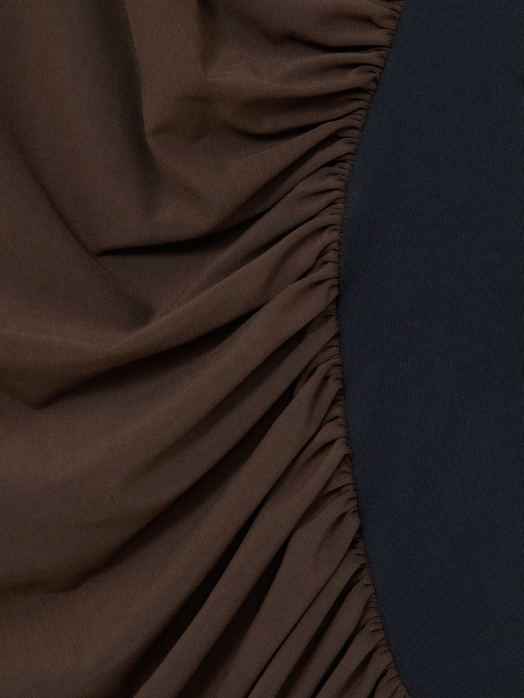 Reiss Navy/Camel Jessie Stretch-Lyocell Panel Ruched Bodysuit - Image 6 of 6