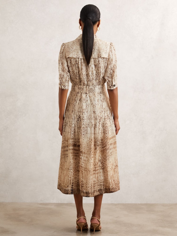 Buy Reiss Neutral Malika Animal-Print Belted Shirt Dress from Next Ireland