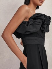 Reiss Black Sabbie Sculptural Strapless Wide-Leg Jumpsuit - Image 3 of 5