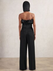 Reiss Black Sabbie Sculptural Strapless Wide-Leg Jumpsuit - Image 4 of 5