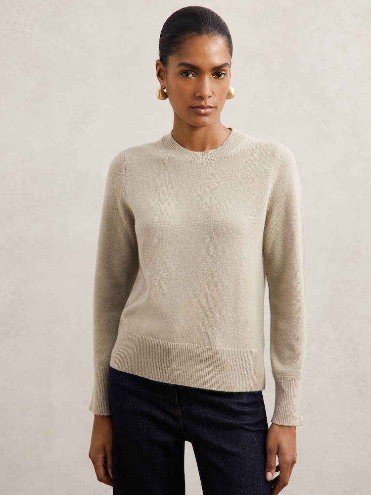Reiss Sage Green Mimi 100% Cashmere Crew-Neck Jumper - Image 1 of 6