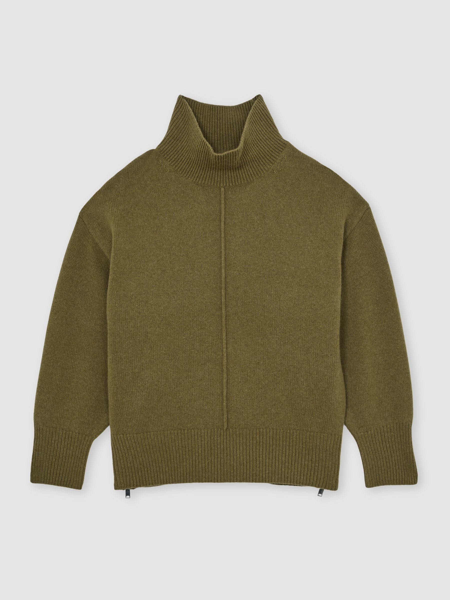 Buy Reiss Green Harri Wool Zip-Detail Funnel-Neck Jumper from Next USA