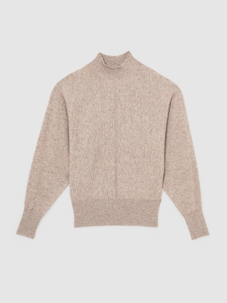 Reiss Neutral Susie Wool-Blend Funnel-Neck Batwing Jumper with Cashmere - Image 2 of 6