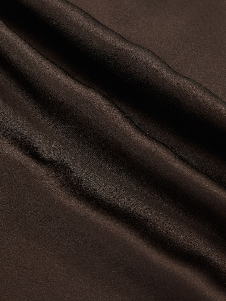Reiss Chocolate Brown Lena Silk Short-Sleeve Top - Image 6 of 6