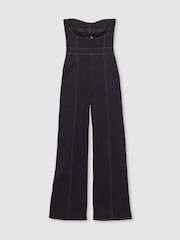 Reiss Indigo Blue Tylie Strapless Wide-Leg Denim Jumpsuit - Image 2 of 7