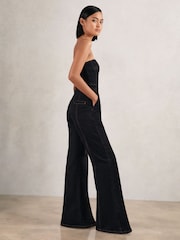 Reiss Indigo Blue Tylie Strapless Wide-Leg Denim Jumpsuit - Image 5 of 7