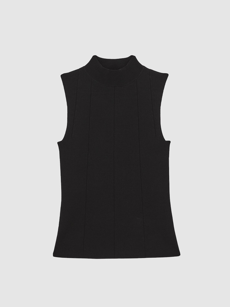 Reiss Black Milan High Neck Sleeveless Top - Image 2 of 5