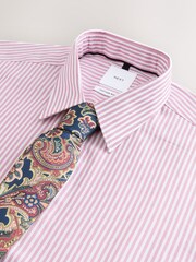 Red Stripe/Paisley Regular Fit Shirt And Tie Set - Image 7 of 8