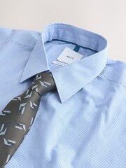Blue Stripe/Green Geometric Regular Fit Shirt And Tie Set - Image 8 of 8