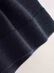 Navy Blue Merino Wool Knitted Zip Neck Jumper (3-16yrs) - Image 4 of 4