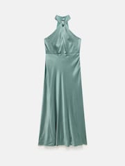 Mint Velvet Blue Satin Halter Maxi Dress - Image 7 of 8