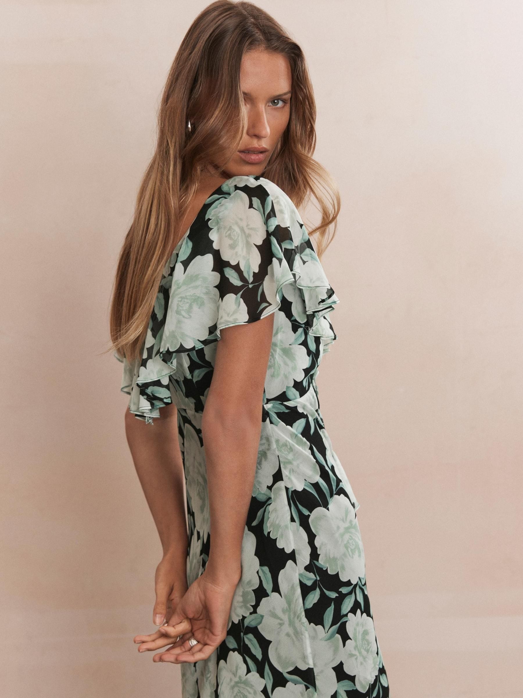 Buy Mint Velvet Green Floral Print Ruffle Maxi Dress from Next USA