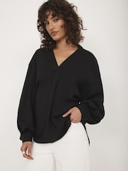 Mint Velvet Black Throw On Shirt - Image 6 of 9