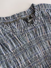 Blue Metallic Check - Smocked Long Sleeve Blouse - Imagem 7 de 8