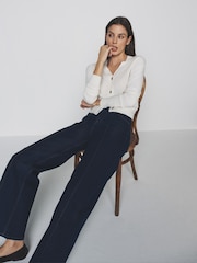 The Set 2 Pack Pintuck Wide Leg Denim Jeans Mid Blue/Cream - Image 4 of 6